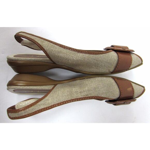 Cole Haan 6.5 B ankle strap slingback flats heels open toe peep low hee - Picture 6 of 12